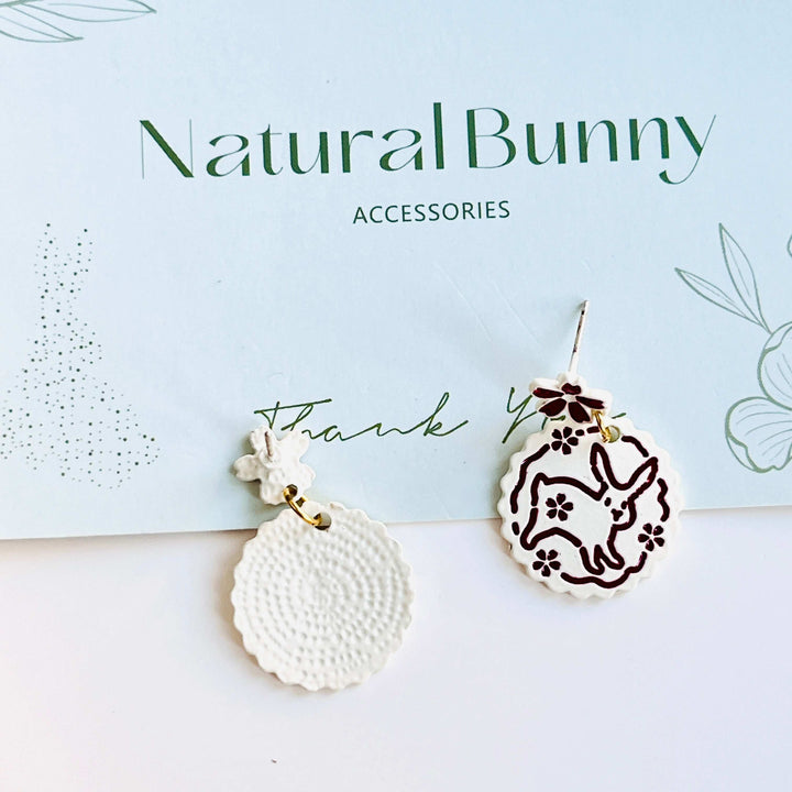 Flower Rabbit Drop Earrings / Clip-on Earrings