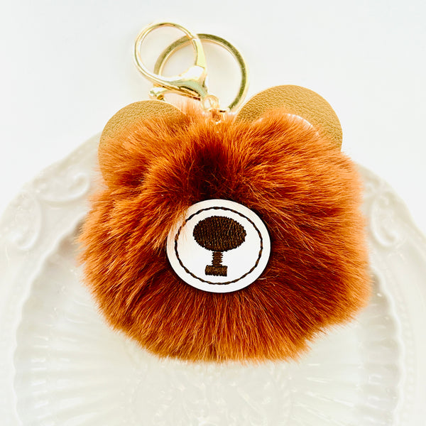 Llavero con pompón de oso esponjoso