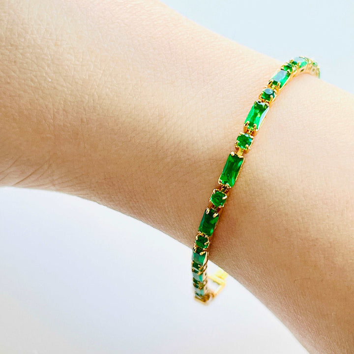 Forest Green Tennis Chain Bracelet
