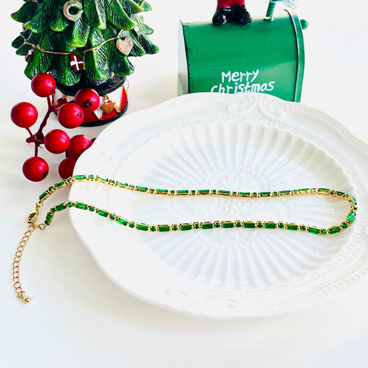 Forest Green Tennis Chain Necklace