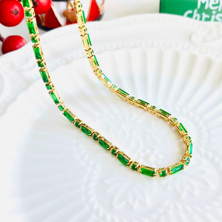 Forest Green Tennis Chain Necklace