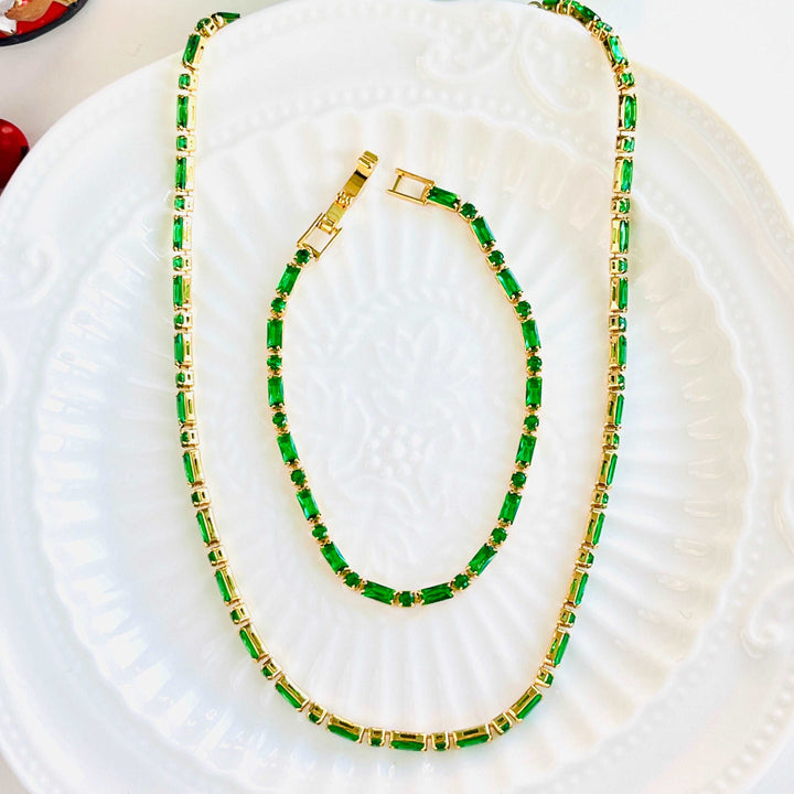 Forest Green Tennis Chain Necklace