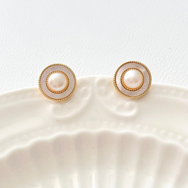 French Style Pearl Stud Earrings - Natural Bunny Accessories