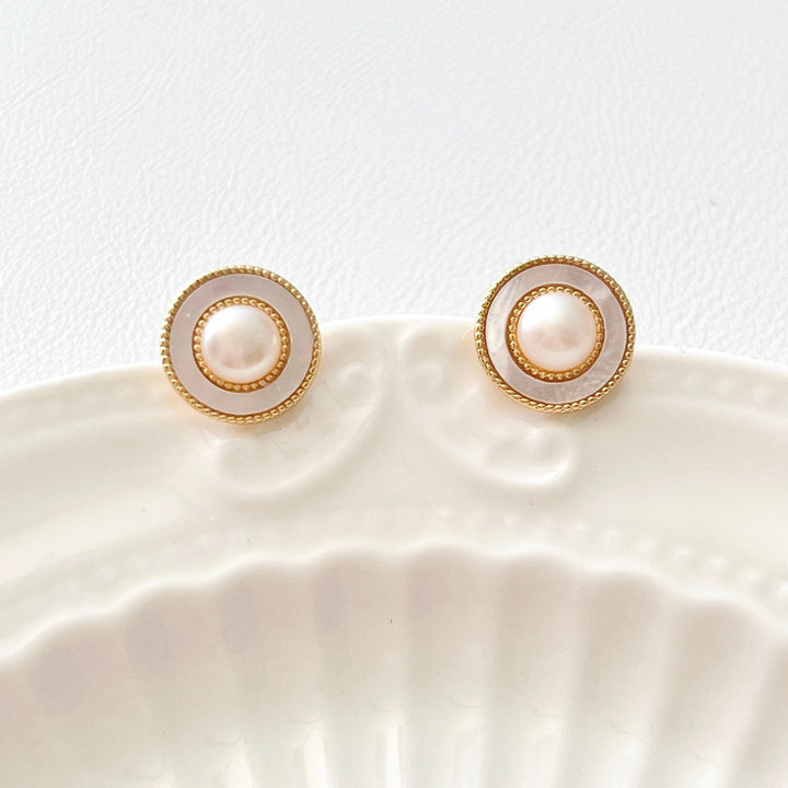 French Style Pearl Stud Earrings - Natural Bunny Accessories