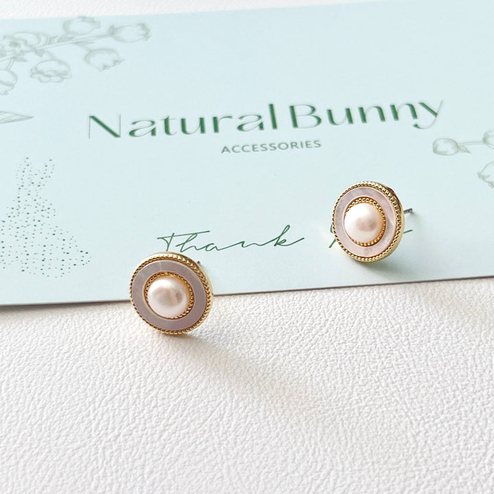 French Style Pearl Stud Earrings - Natural Bunny Accessories