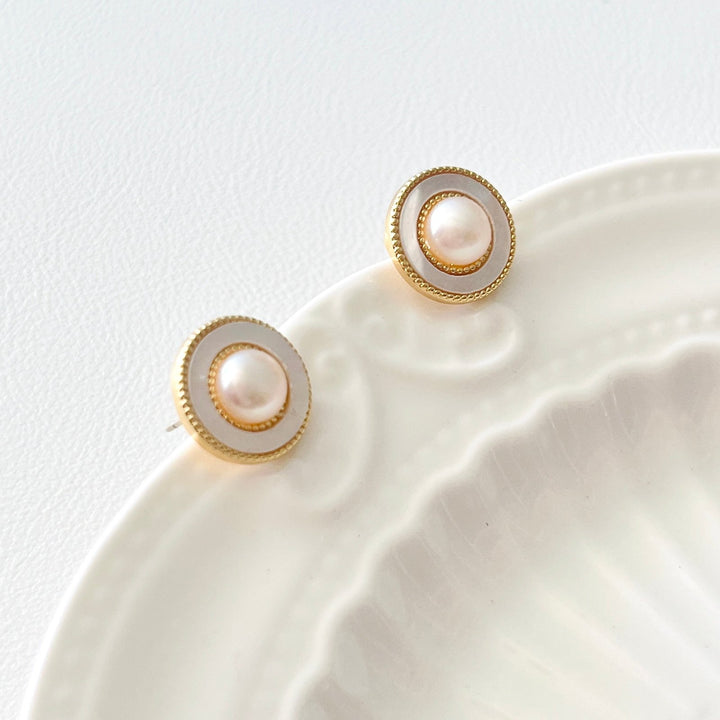 French Style Pearl Stud Earrings - Natural Bunny Accessories