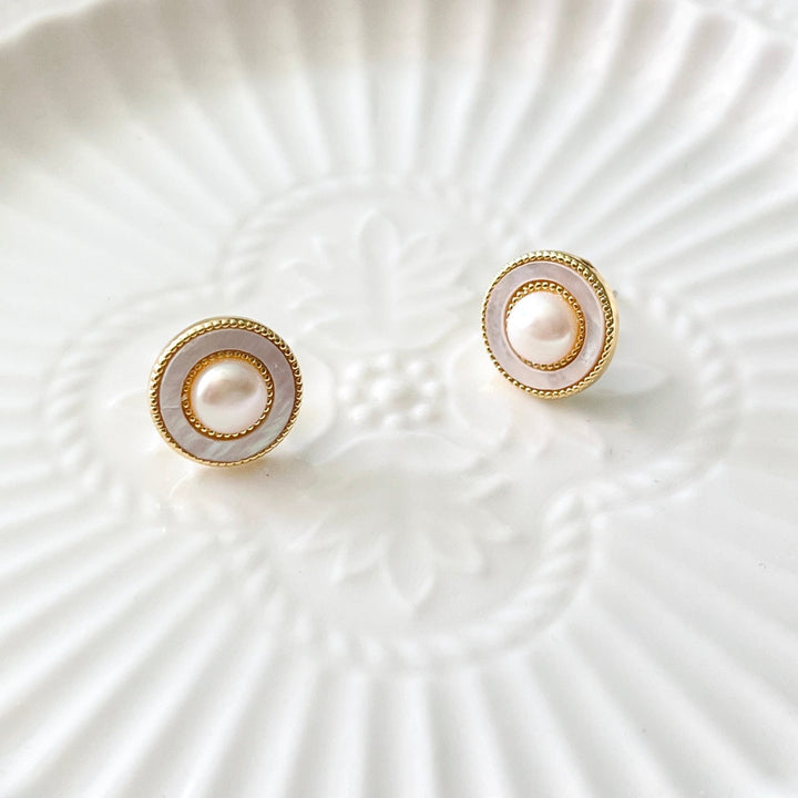 French Style Pearl Stud Earrings - Natural Bunny Accessories