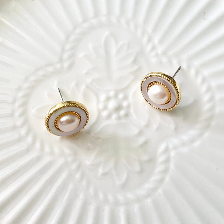 French Style Pearl Stud Earrings - Natural Bunny Accessories