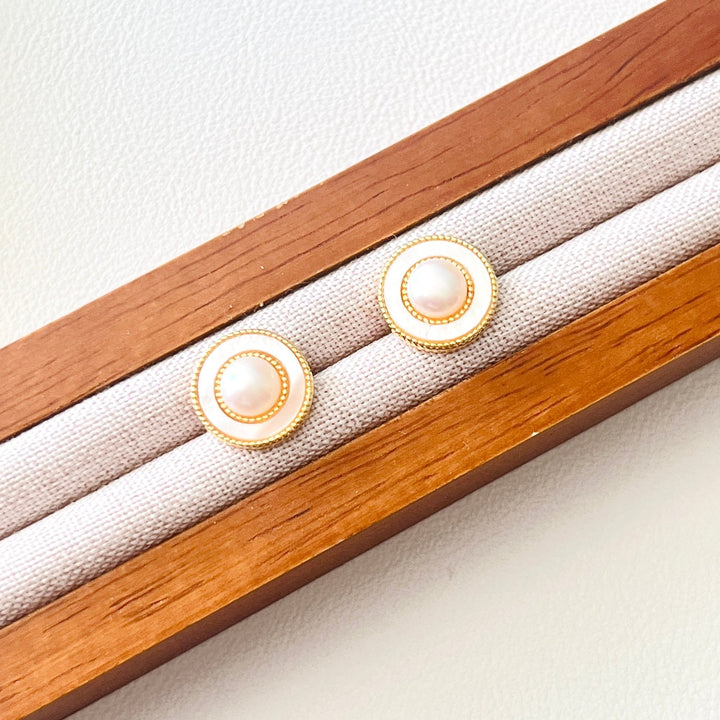 French Style Pearl Stud Earrings - Natural Bunny Accessories