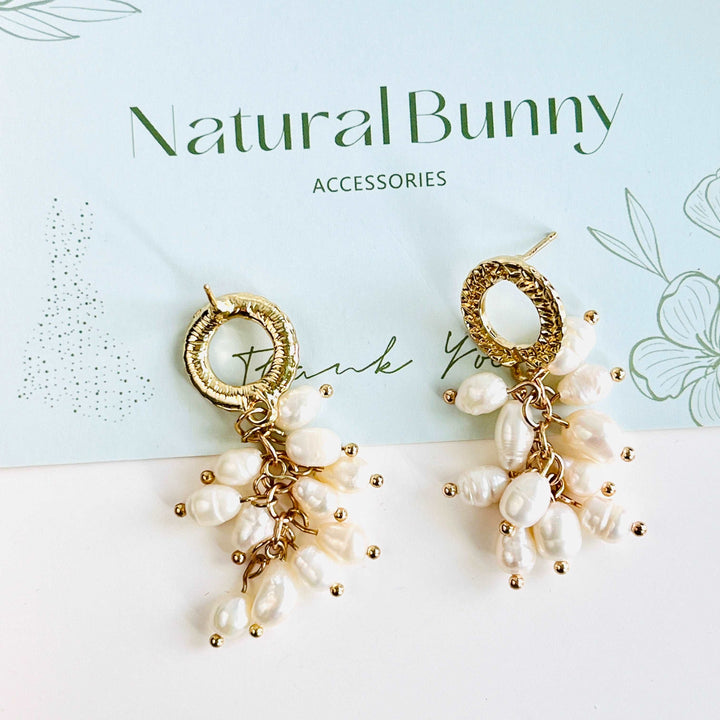 Freshwater Pearl Cluster Tassel Earrings