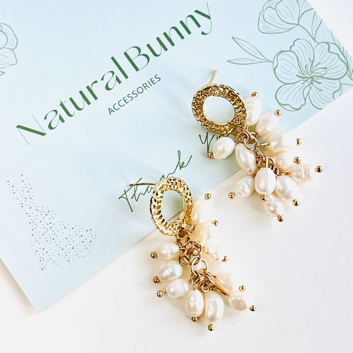 Freshwater Pearl Cluster Tassel Earrings