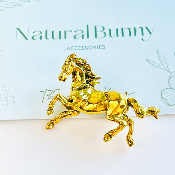 Galloping Golden Horse Brooch