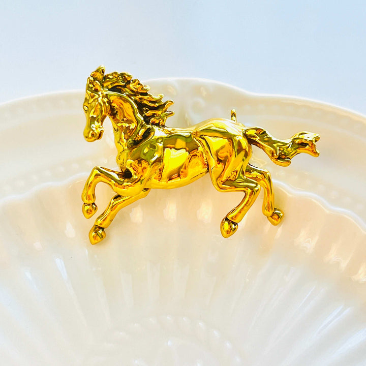 Galloping Golden Horse Brooch