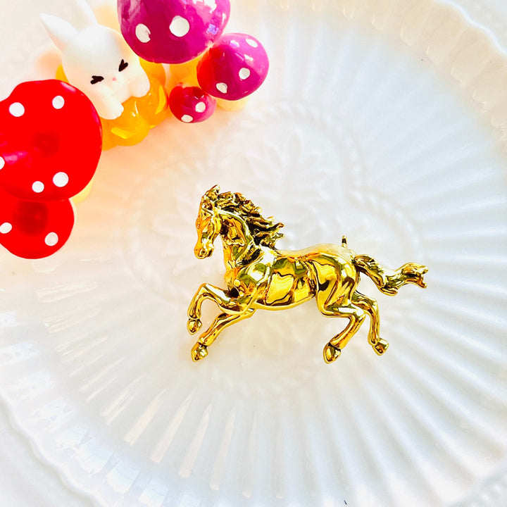 Galloping Golden Horse Brooch