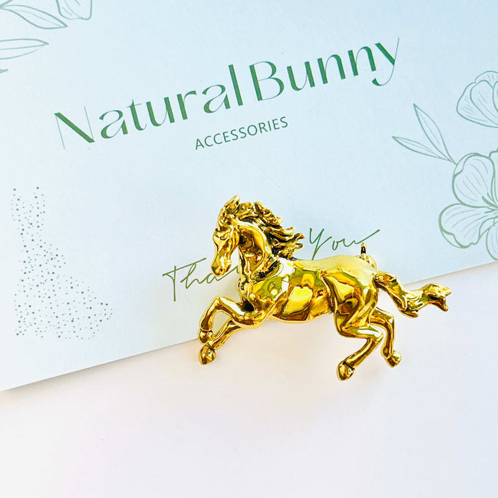 Galloping Golden Horse Brooch