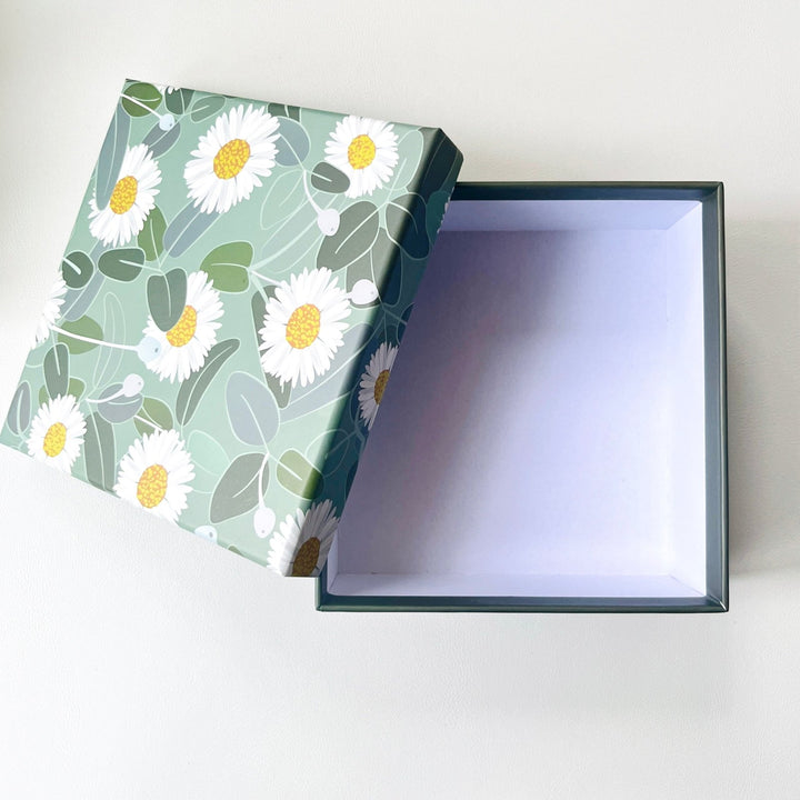 Gift Wrapping - Green Daisy Gift Box and Sunflower Paper - Natural Bunny Accessories