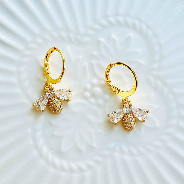 Golden Bee Drop Earrings