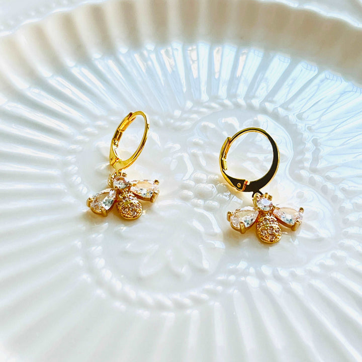 Golden Bee Drop Earrings