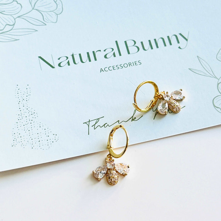 Golden Bee Drop Earrings