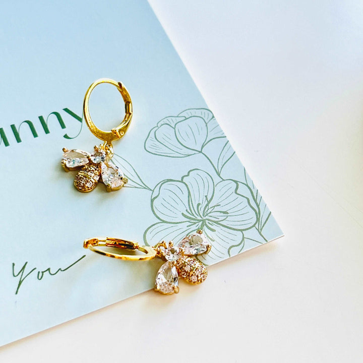 Golden Bee Drop Earrings