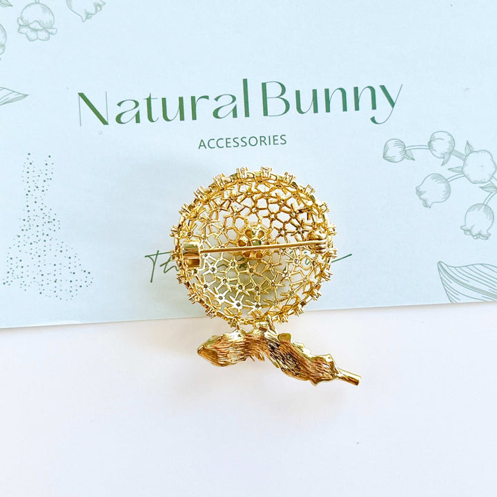 Golden Dandelion Pearl Brooch
