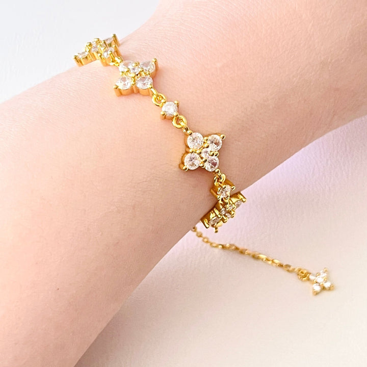 Golden Lucky Four Leaf Clover Bracelet - Natural Bunny Accessories