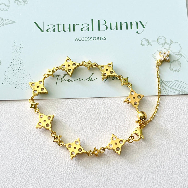 Golden Lucky Four Leaf Clover Bracelet - Natural Bunny Accessories