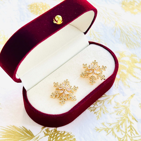 Golden Snowflake Stud Earrings - Natural Bunny Accessories