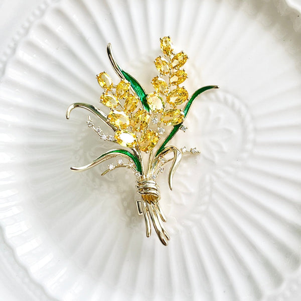 Golden Wheat Cluster Brooch - Natural Bunny Accessories