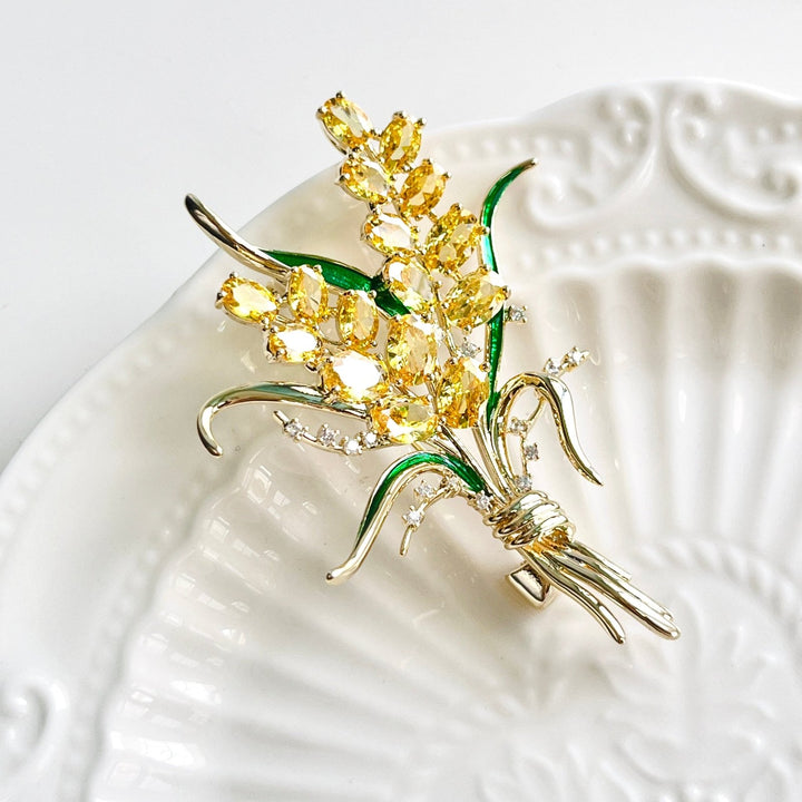 Golden Wheat Cluster Brooch - Natural Bunny Accessories