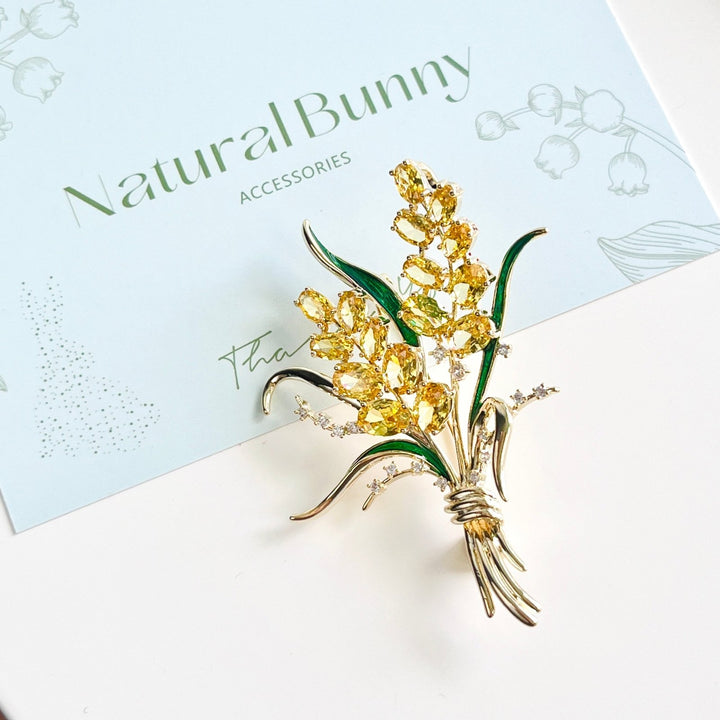 Golden Wheat Cluster Brooch - Natural Bunny Accessories