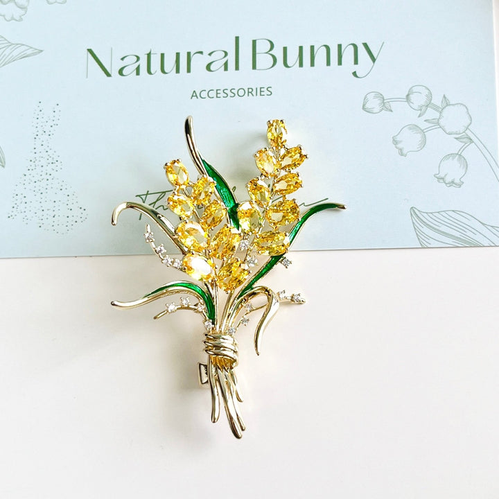 Golden Wheat Cluster Brooch - Natural Bunny Accessories