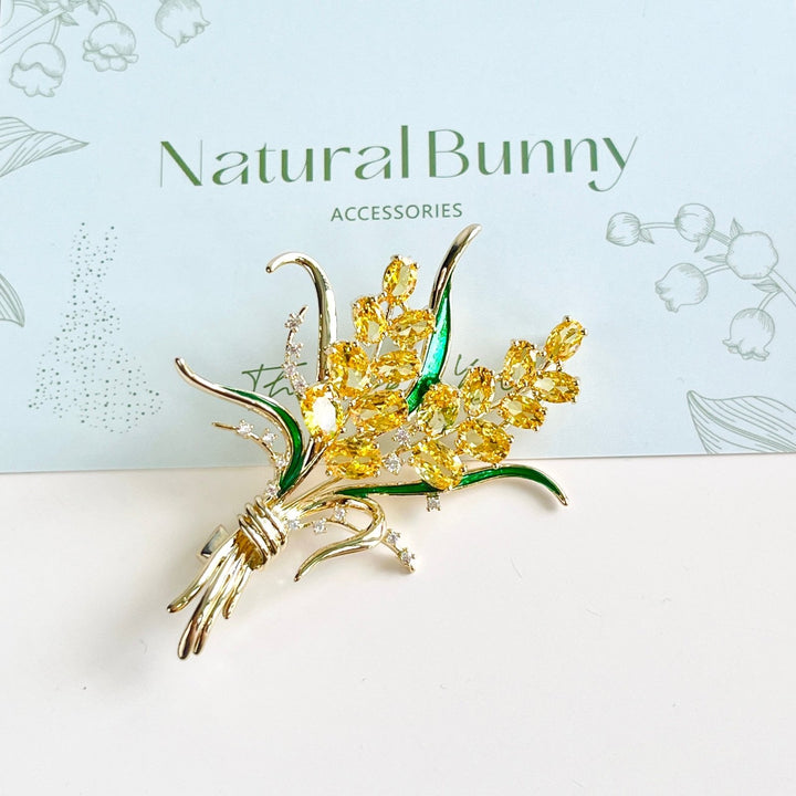 Golden Wheat Cluster Brooch - Natural Bunny Accessories