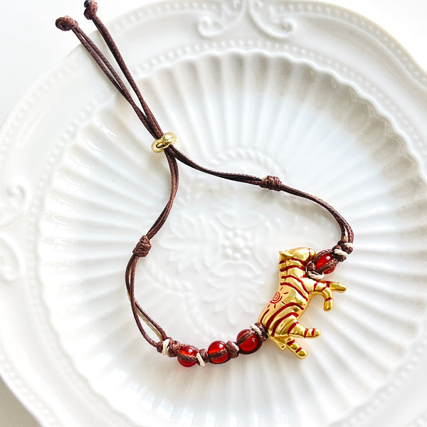 Golden Zebra Agate Beaded String Bracelet