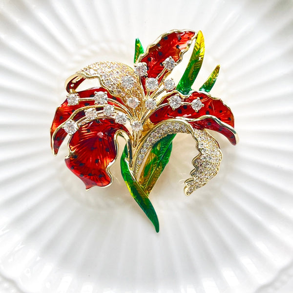 Gorgeous Leopard Lily Brooch - Natural Bunny Accessories