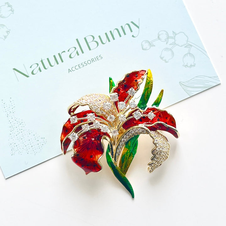 Gorgeous Leopard Lily Brooch - Natural Bunny Accessories