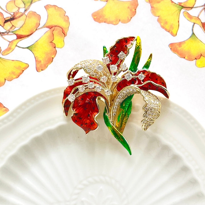 Gorgeous Leopard Lily Brooch - Natural Bunny Accessories