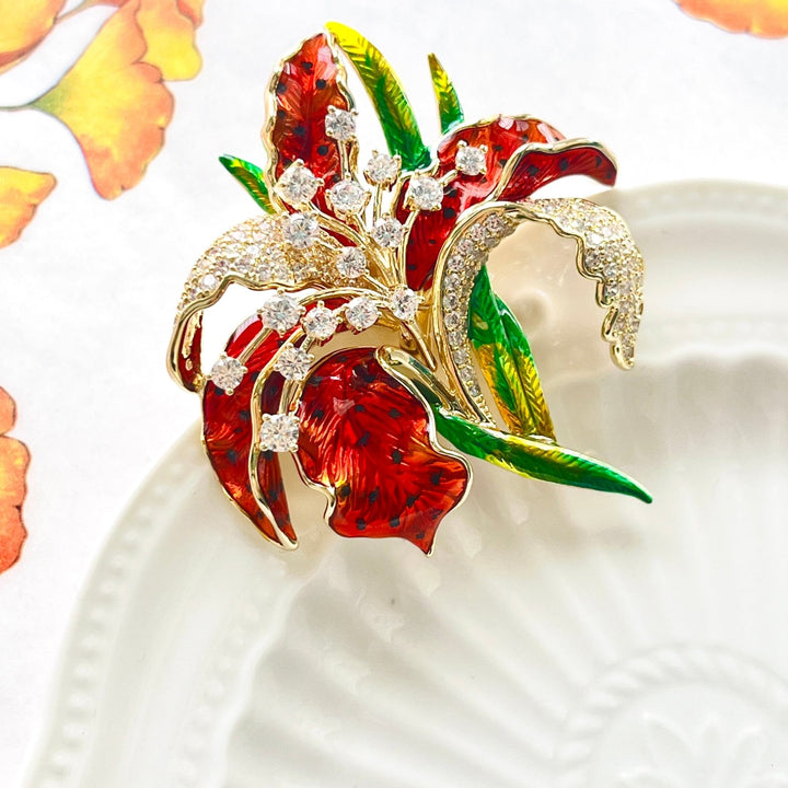 Gorgeous Leopard Lily Brooch - Natural Bunny Accessories