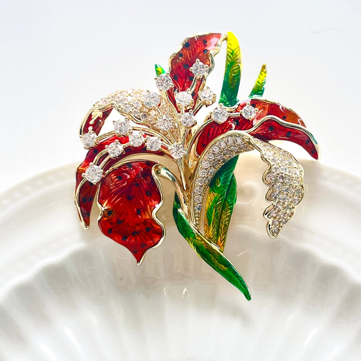 Gorgeous Leopard Lily Brooch - Natural Bunny Accessories