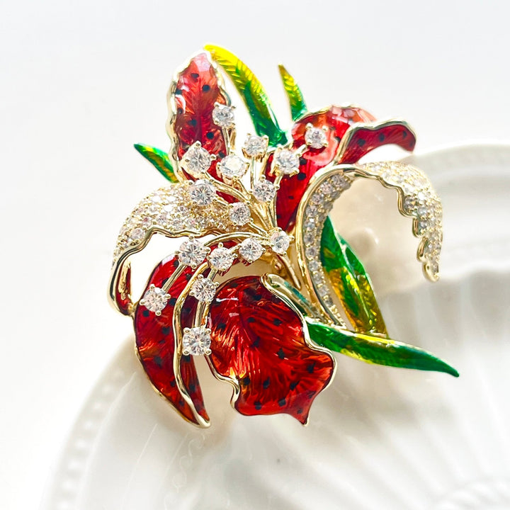 Gorgeous Leopard Lily Brooch - Natural Bunny Accessories