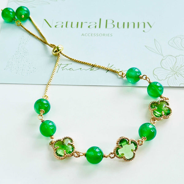 Green Clover Beaded Bracelet