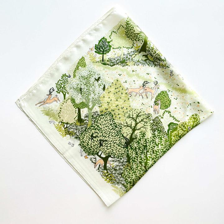 Green Field Silk Square Scarf