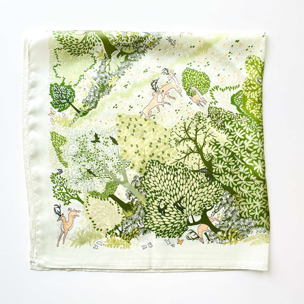 Green Field Silk Square Scarf