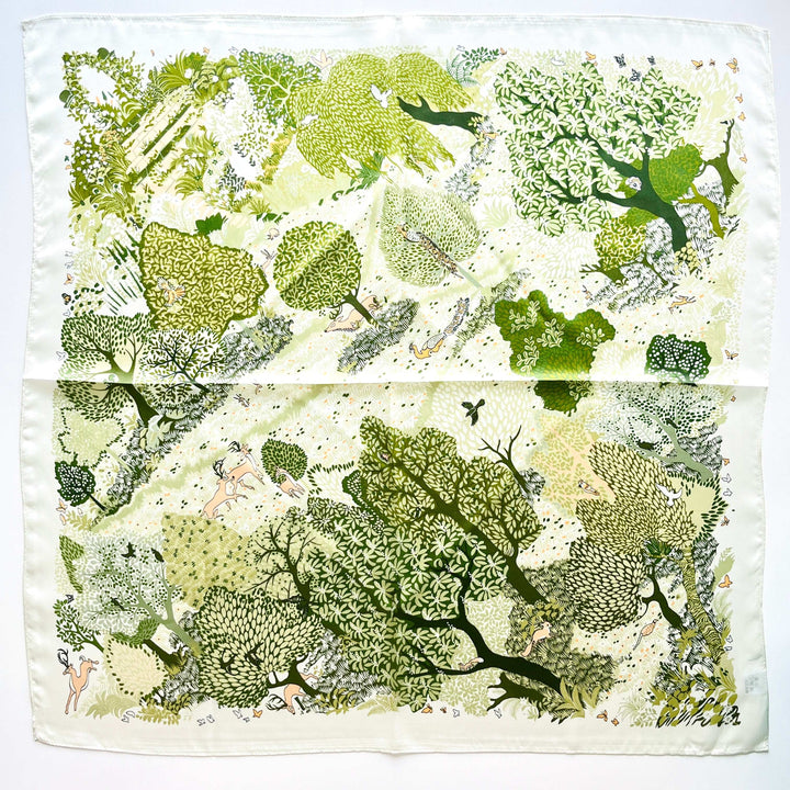 Green Field Silk Square Scarf