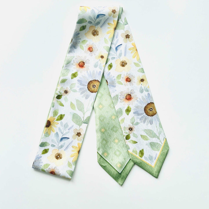 Green Sunflower Skinny Scarf