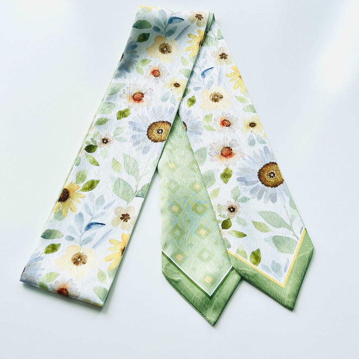 Green Sunflower Skinny Scarf