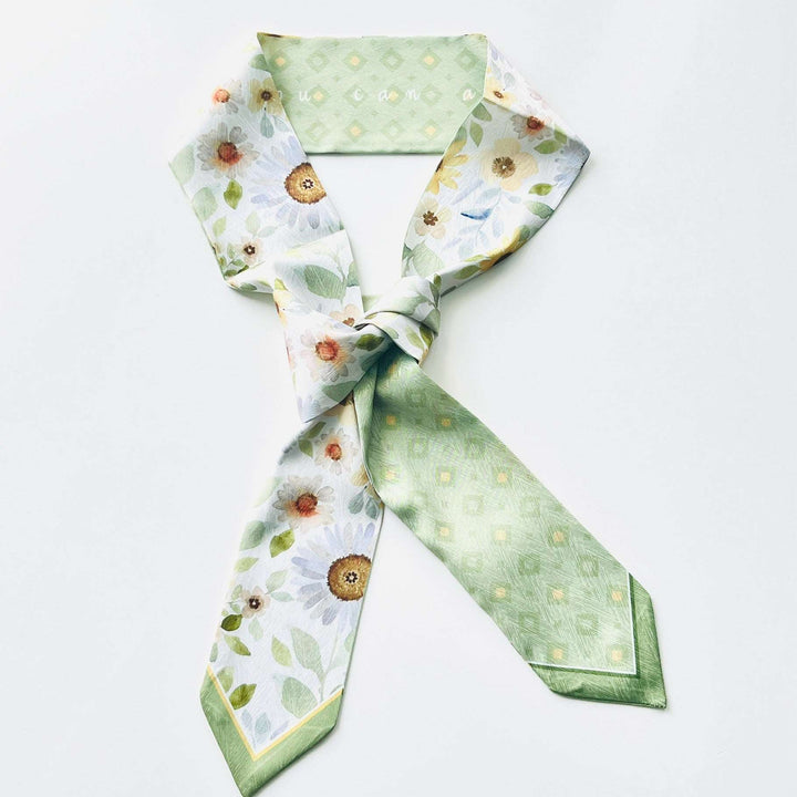 Green Sunflower Skinny Scarf
