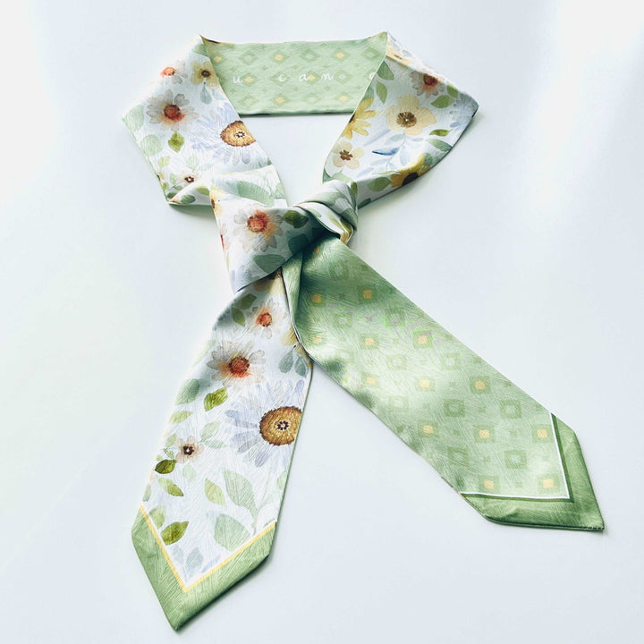 Green Sunflower Skinny Scarf