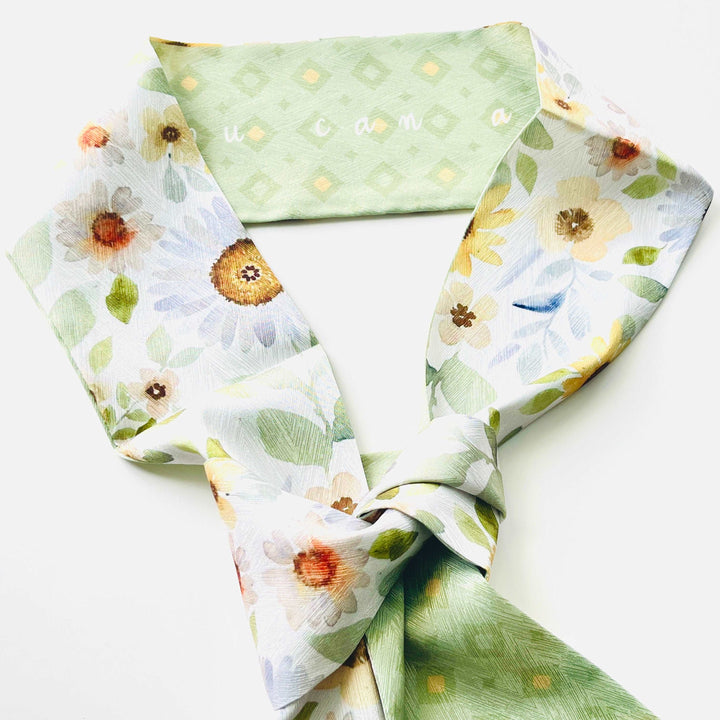 Green Sunflower Skinny Scarf