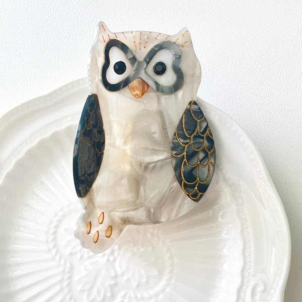 Grey Owl Hair Claw Clip - Natural Bunny Accessories